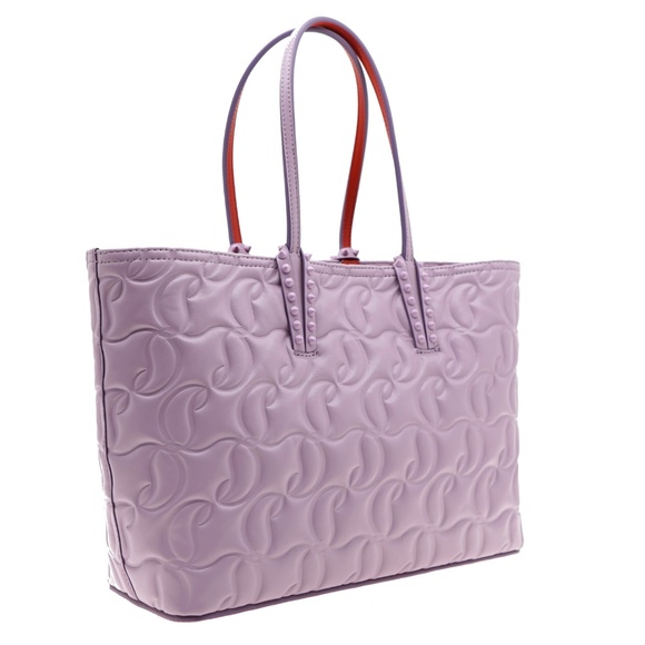 Christian Louboutin Cabata Tote Embossed Nappa Leather Purple New - Picture 3 of 10